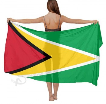mulheres meninas moda cachecol xale envoltório para festa na praia biquíni cover up swimwear sarong wrap saia - guiana bandeiras de países lenços