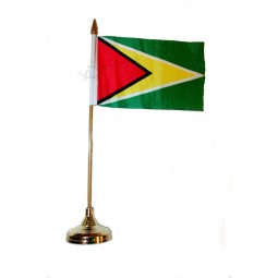 Guyana kleine 4 x 6 Zoll Mini Country Stick Flagge Banner mit Gold stehen auf einem 10 Zoll Kunststoffstange