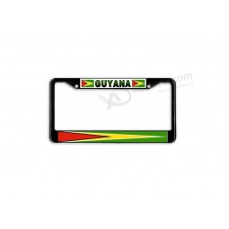 First Rober Guyana Flag Black Metal Car Auto License Plate Frame