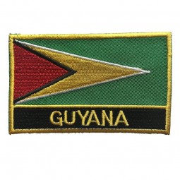 guyana flag patch/embroidered travel Sew-On for uniforms, backpacks and bags (guyana iron On w/words, 2