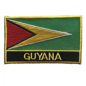 patch bandiera guyana / cucito viaggio ricamato per uniformi, zaini e borse (ferro di guyana acceso con parole, 2 