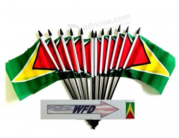 paquete de 12 banderas de escritorio de oficina en miniatura de poliéster Guyana de 4 
