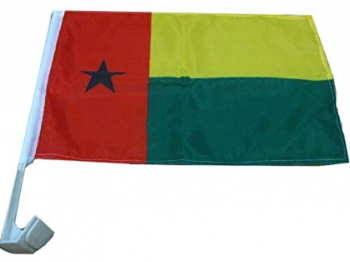bandeira frente e verso pequena da janela de carro de guiné-bissau com mastro de bandeira