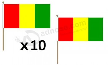 guinea flag 12'' x 18'' wood stick - guinean flags 30 x 45 cm - banner 12x18 in with pole