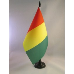 guinea table flag 5'' x 8'' - guinean desk flag 21 x 14 cm - black plastic stick and base