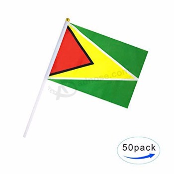 Bandeira de ondulação da mão da guiana de baixo preço 14x21cm