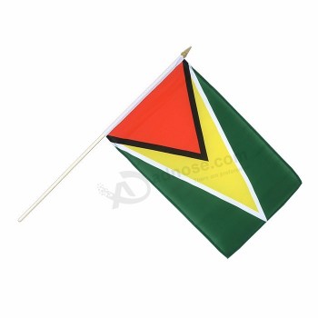 Abanico de tela de poliéster con mini bandera de Guyana