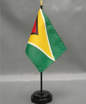 Großhandel Guyana Tischplatte Flagge mit Matel Basis