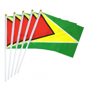Guyana mini bandera pequeña de mano bandera de palo de Guyana