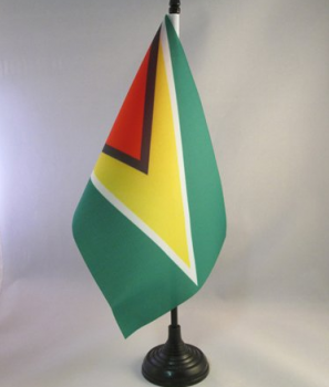Professional printing Guyana national table flag with base