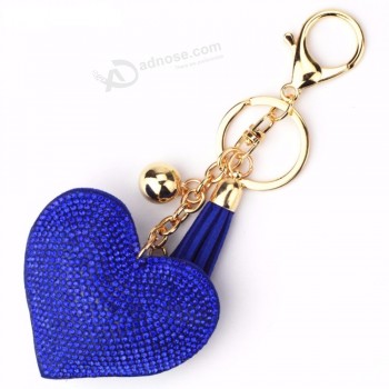 Liefde hart sleutelhanger 6 kleuren volledige crystal sleutelhanger handtas hanger charms lange kwastje gouden ketting tas sleutelhanger 7c0466