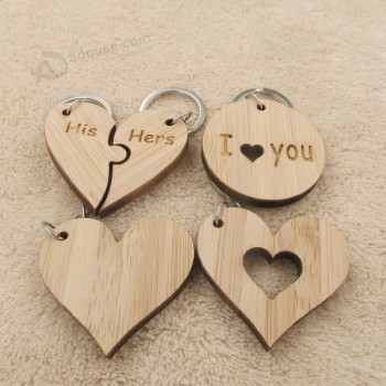 Moda coração de madeira chaveiro mulheres chaveiro de madeira amor chave pingente de jóias melhor presente
