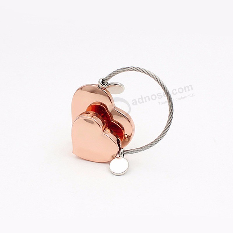 Creative-Metal-Alloy-Shape-Double-Heart-Couple-Keychain-Wire-Rope-Key-Ring-Key-Holder-Car-Souvenir (2)