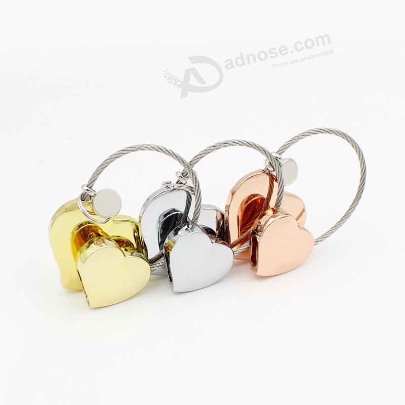 Creative-Metal-Alloy-Shape-Double-Heart-Couple-Keychain-Wire-Rope-Key-Ring-Key-Holder-Car-Souvenir (4)