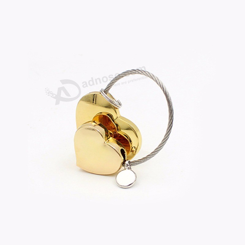 Creative-Metal-Alloy-Shape-Double-Heart-Couple-Keychain-Wire-Rope-Key-Ring-Key-Holder-Car-Souvenir