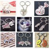 2 stks / paar paar sleutelhanger voor liefhebbers sleutelhanger ringhouder beste vrienden kerstcadeau