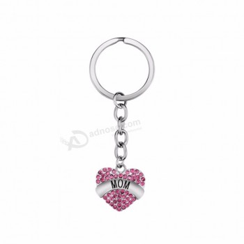 hart sleutelhanger geschenk legering gegraveerde kristallen sieraden hanger sleutelhanger voor womens dag moeders verjaardag moederdag