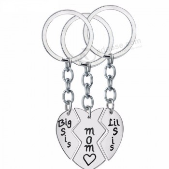 3Pcs/set Mom Sis Key Chain Broken Love Heart Pendant Keyring Keychain For Mother Sister Women Jewelry Birthday Gift