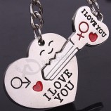 bluelans 2 stks / set paar hart Key I love You brief gesneden bijpassende sleutelhanger Sleutelhanger