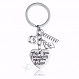 12pc / Lot bedankt voor het helpen van mij groeien en leren sleutelhanger appel heerser ABC boek hart charmes sleutelhangers voor leraren sleutelhangers geschenken