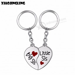 2pcs/set Red Heart Pendant Keychain Letters Big Little Sis Key Chain Key Ring Jewelry Gift For Sister Best Friend