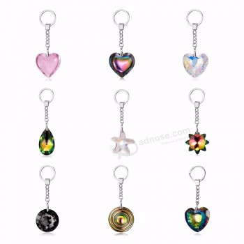 charm love heart keychain long print watermark heart starfish star anise heart crystal keychain women crystal beads Key ring