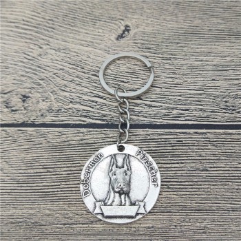 Новый винтаж доберман пинчер брелки античное серебро антикварная бронза доберман пинчер брелки брелки Pet Dog 
