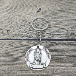New Vintage Dobermann Pinscher Schlüsselanhänger Antik Silber Antik Bronze Dobermann Pinscher Schlüsselanhänger Schlüsselanhänger Haustier Hund Schmuck