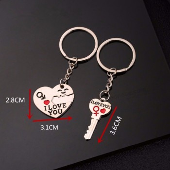 40 style fashion heart Key ring silver color lovers love Key chain valentine's Day gift 1 pair couple I love You letter keychain