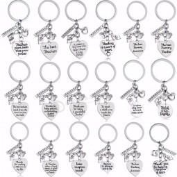 Liebe Herz Apfel Lineal ABC Buch Charms Schlüsselbund Lehrer Schlüsselanhänger Schmuck Lehrer Tag Geschenke für Lehrer Schlüsselanhänger Ringe Halter