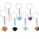 rose roze natuurlijke hart steen sleutelhanger kristal kwarts healing steen chakra hart sleutelhanger ring sleutelhanger sieraden cadeau