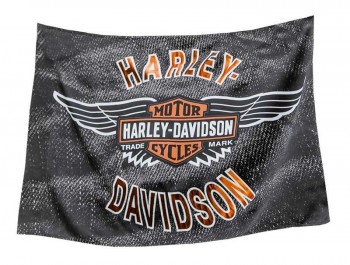 harley-davidson bandiera vintage con ali da bar e scudo, a doppia faccia