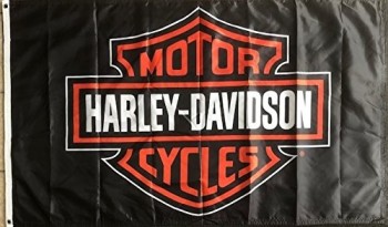Harley Davidson Black 3x5 Flag 2 Sided Harley Motor Cycles Logo