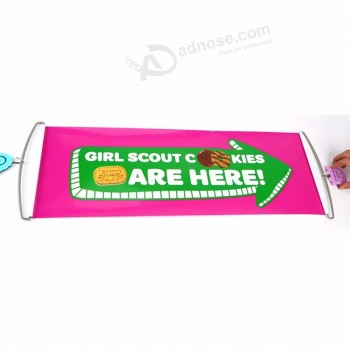 PET hand roll up banner hand held retractable scrolling banner