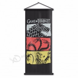 왕좌의 게임 벽 매달려 스크롤 배너 홈 장식 집 스타크 targaryen 플래그 martell lannister 포스터 배너 17.7x43.3 인치