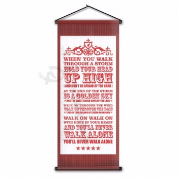 wholesale custom  scroll banner indoor bedroom decor hanging wall flag for LFC soccer Fan gift 45x110cm