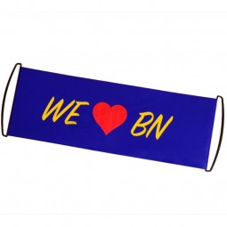 Venta al por mayor impresa personalizada 24 * 70 cm publicidad que anima Fan deporte poliéster mano rodillo banner