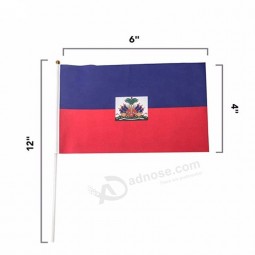Cheap customized logo any size outdoor use Haiti hand wave flag for promotion
