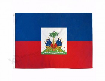 Bandera de Haití personalizada fábrica tejida poliéster viento tela impresión bandera haitiana