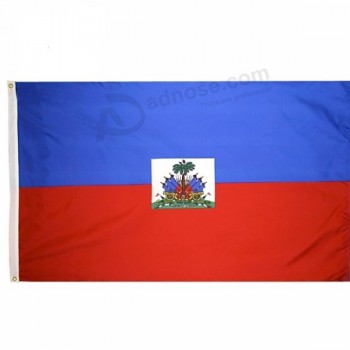 Bandeira nacional haitiana de poliéster 100% durável de 3x5ft com ilhós 2pcs.