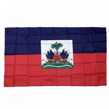Bandera de Haití de poliéster de 3 * 5 pies de mejor calidad con dos ojales