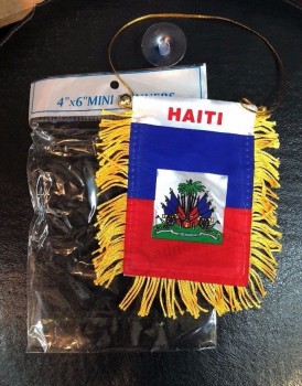 Barato espejo retrovisor coche SUV camión Haití banderín bandera