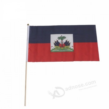 Promotion kleine haitianische Hand wehende Flagge mit Fahnenstange