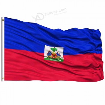 Bandera nacional haitiana al por mayor caliente 3x5 FT 90x150cm banner-color vivo y resistente a la decoloración UV-poliéster draperux haití