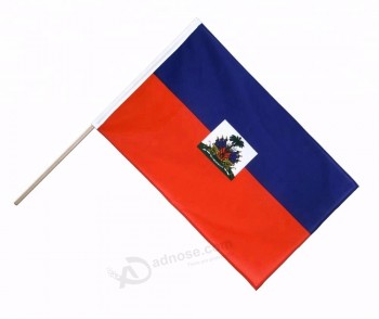 Stock barato 10 * 15 cm 4 * 6 pulgadas bandera de palo de mano de Haití Haití