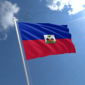 Venda quente 3x5ft grande impressão digital poliéster bandeira nacional do haiti