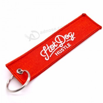 Custom color woven round ring company logo slim key chain