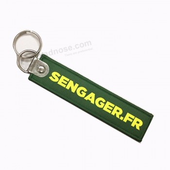 fabric polyester embroidery woven keychains with logo custom
