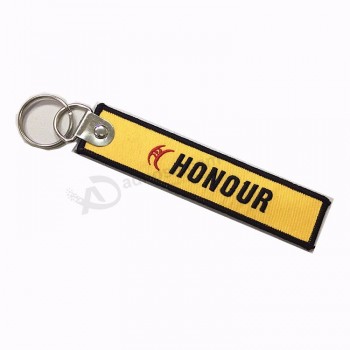 customized personalized fabric patch woven embroidery keychain keyring key chain key ring