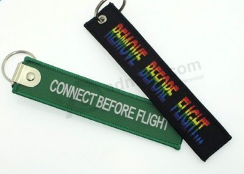 Promotion Woven Textile Logo Keychain